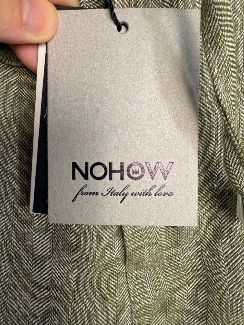 NOHOW Linen Drawstring Casual Pants Men Green Relaxed Straight Leg Size EU 50